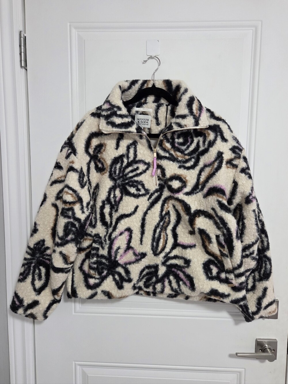 NWT - Scotch & Soda Women's Quarter Zip Sherpa Fleece Jacket - Size L